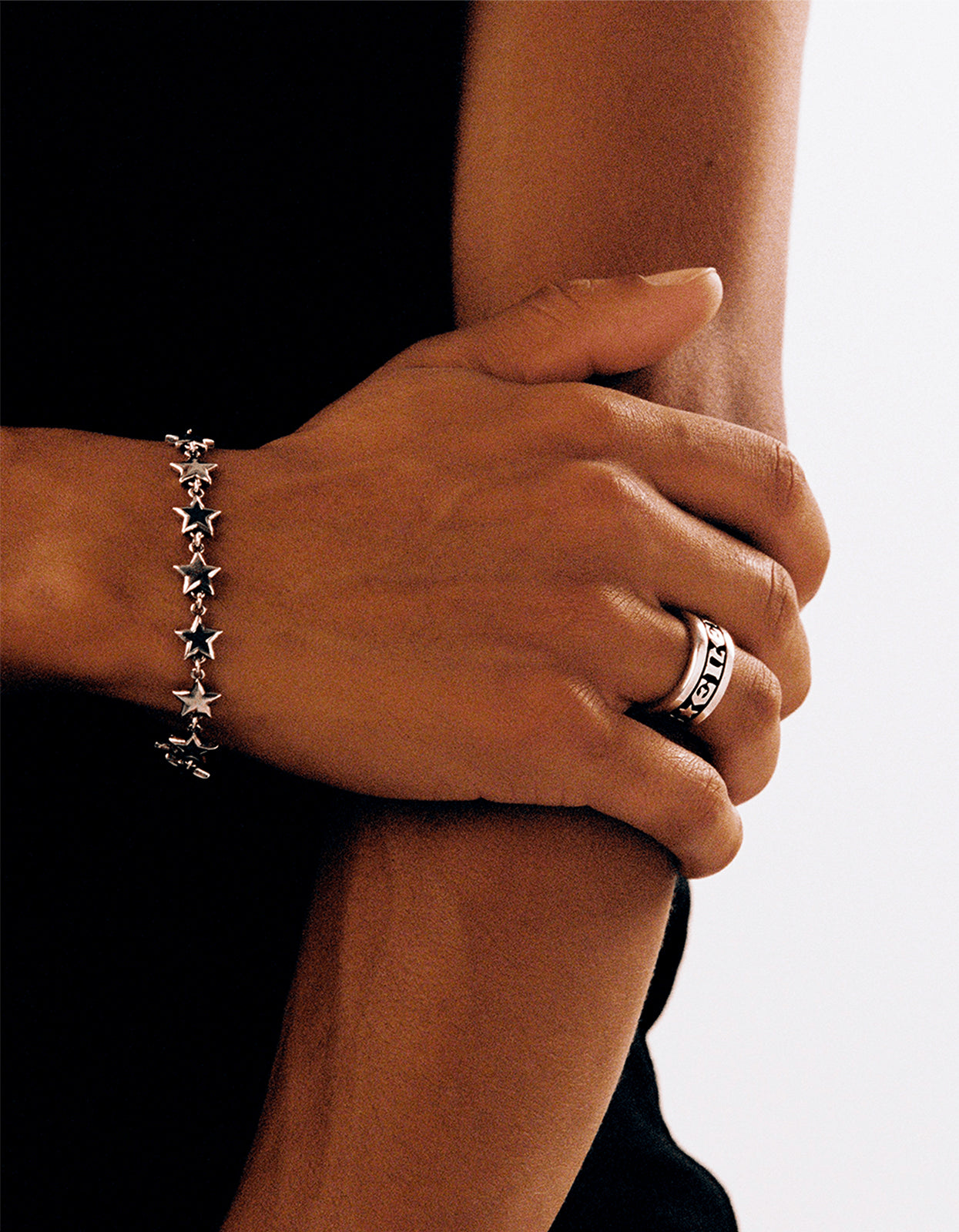 Blue Enameled Stars Bracelet - Silver