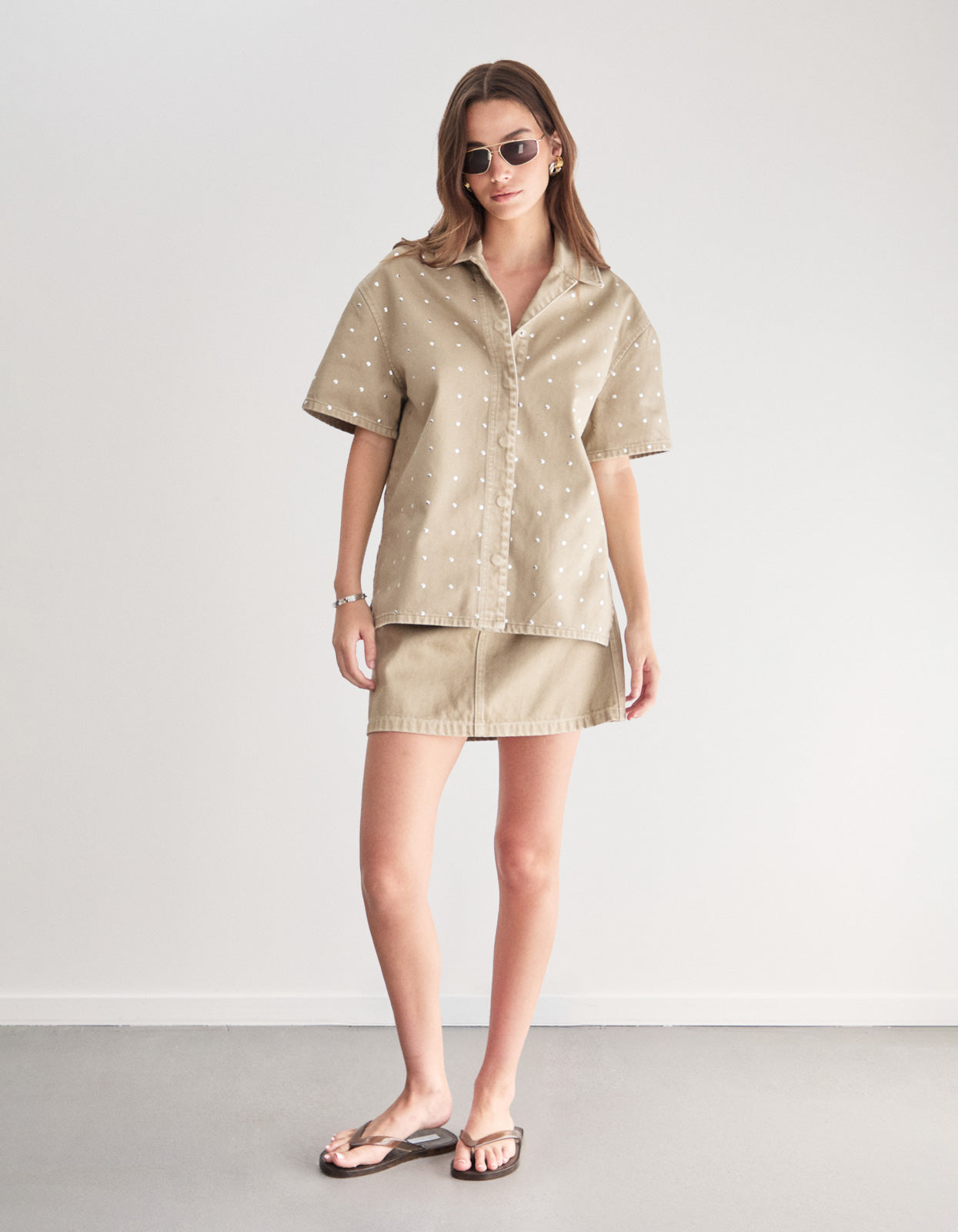 The Port Studded Shirt - Khaki