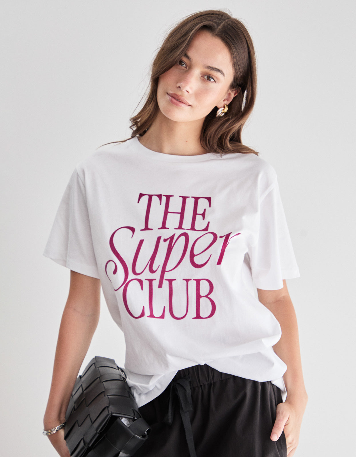 The Super Club Super Stack Tee - White/Burg