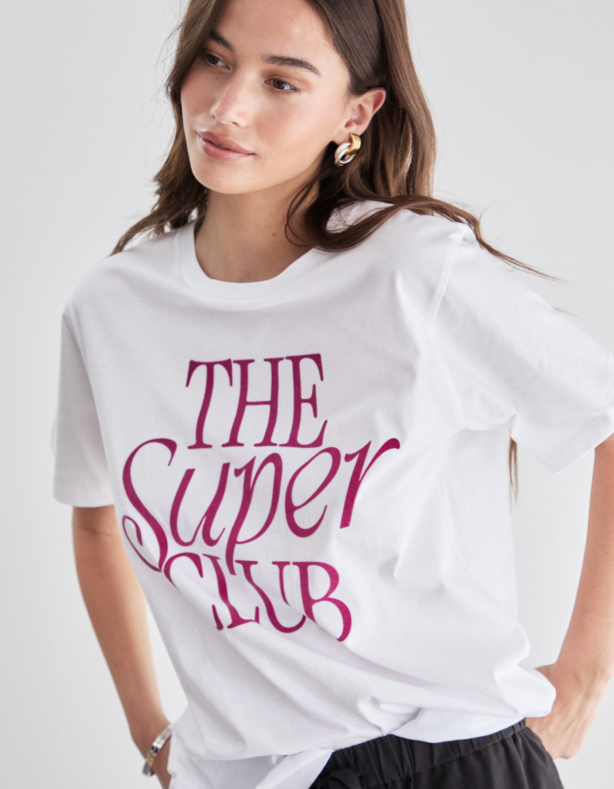 The Super Club Super Stack Tee - White/Burg