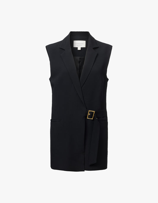 Renowned Sleeveless Blazer - Black