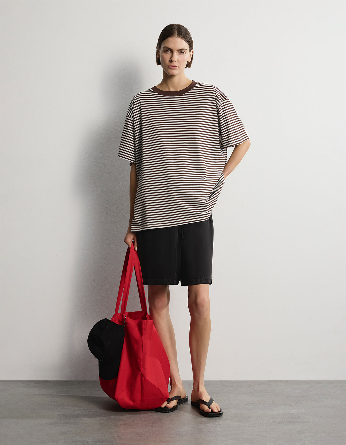 The Remi Tee - Chocolate/White Stripe