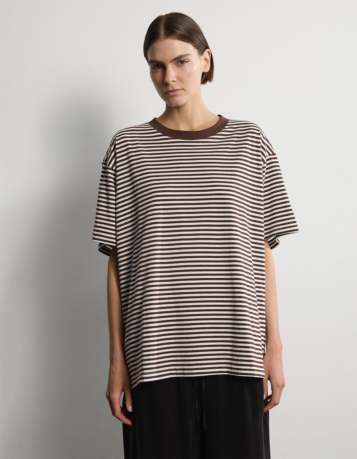 The Remi Tee - Chocolate/White Stripe