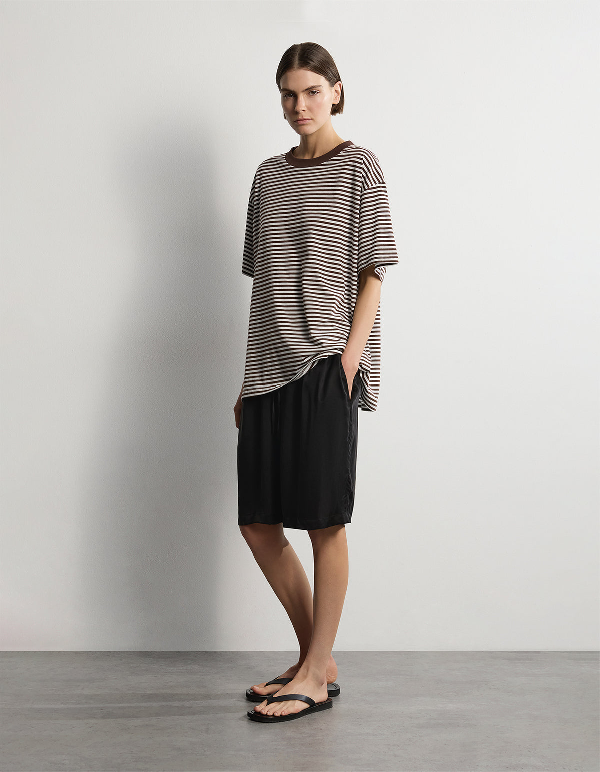 The Remi Tee - Chocolate/White Stripe
