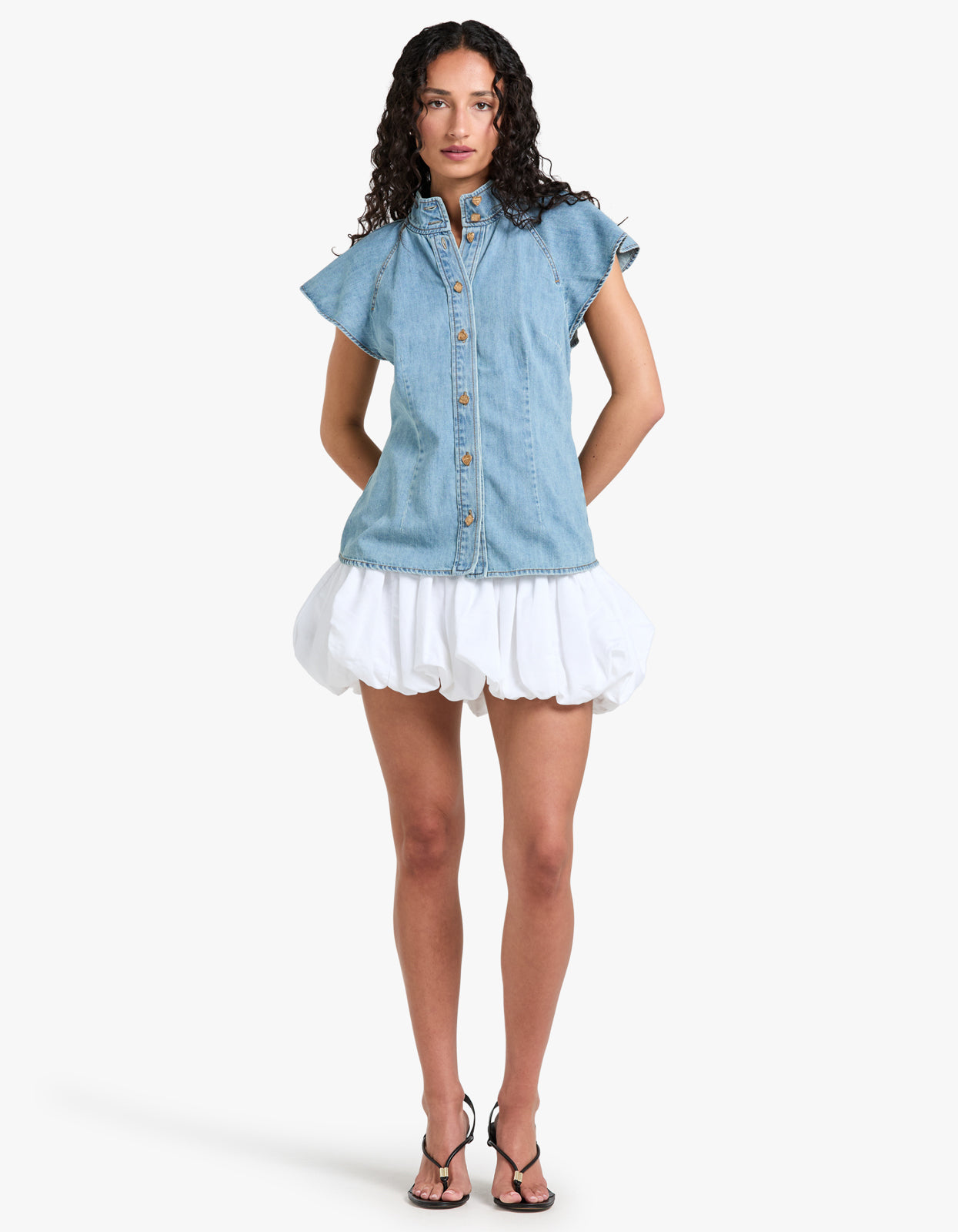 Crush Flutter Sleeve Shirt - Blue Moon