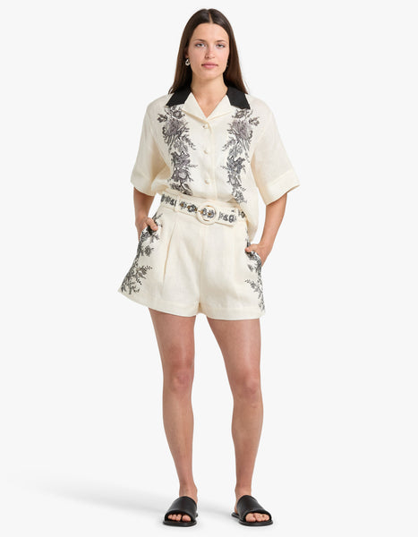 Flat Front Short - Cream Floral – Superette