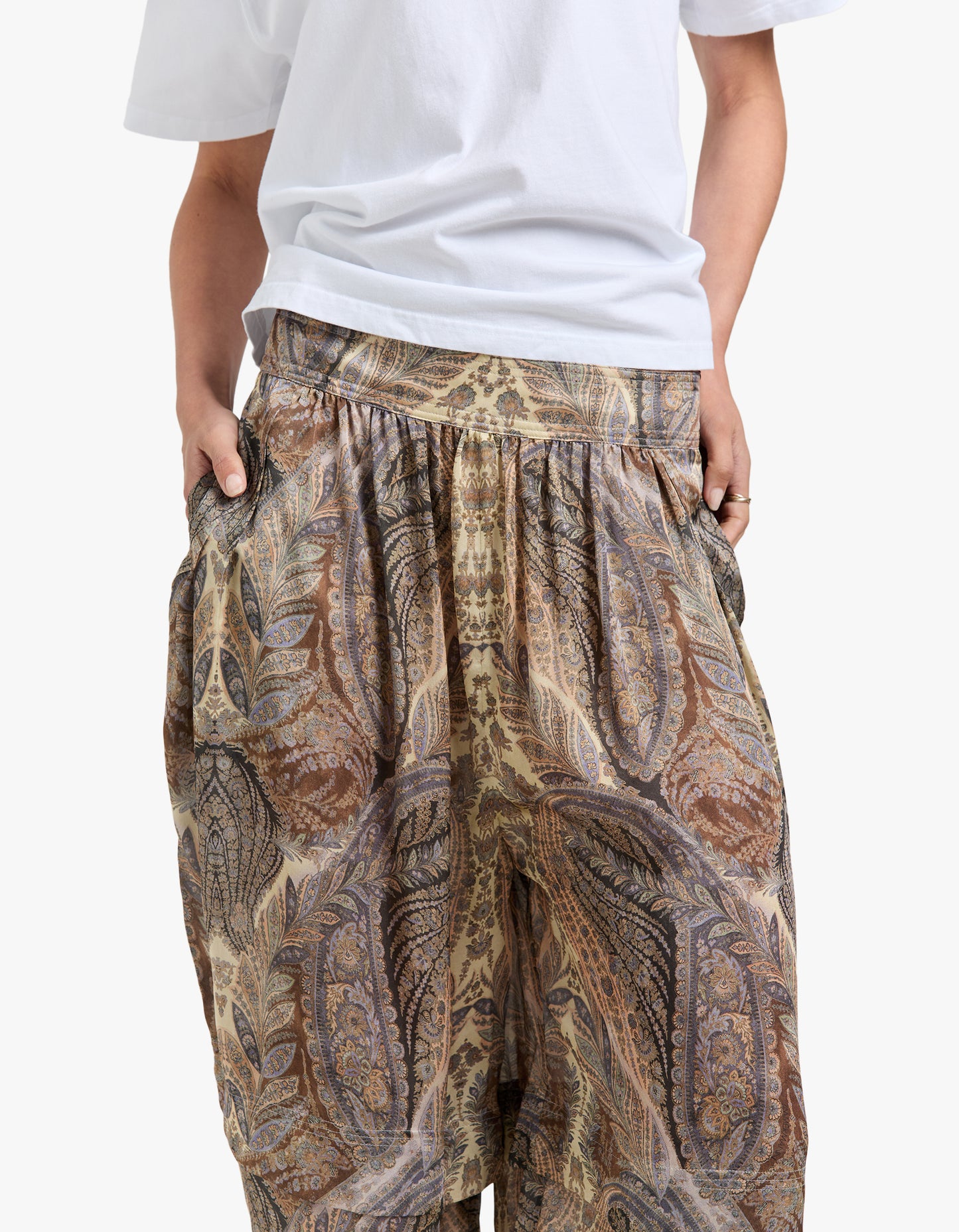 Hypnotic Silk Harem Pant - Denim Paisley