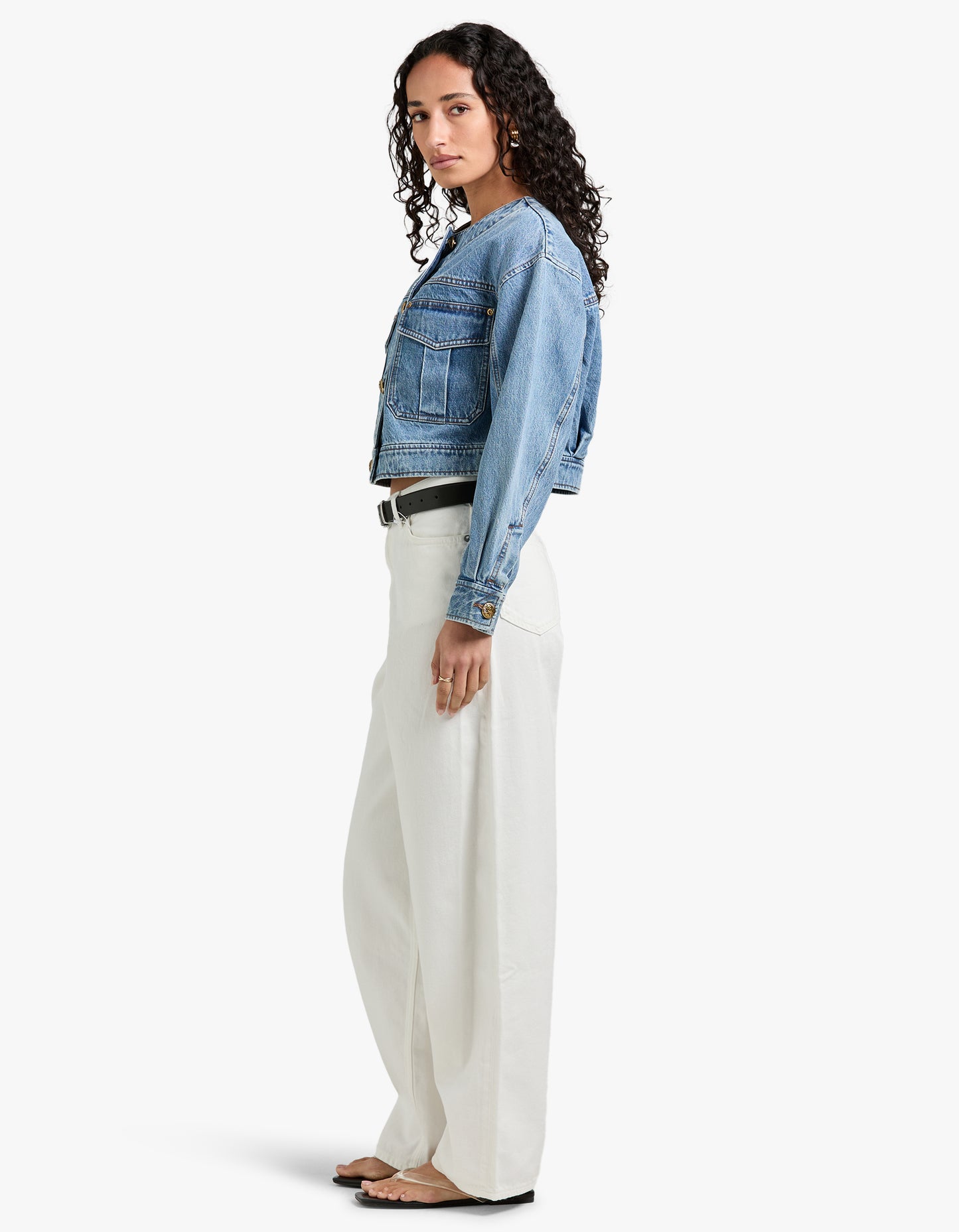 Denim Cropped Jacket - Dawn Blue