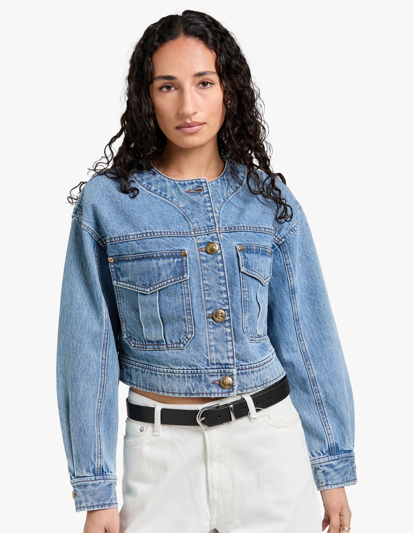 Denim Cropped Jacket - Dawn Blue