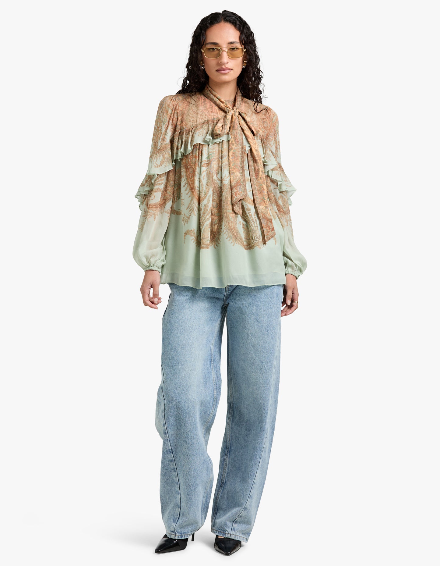 Memento Flutter Blouse - Mint Paisley