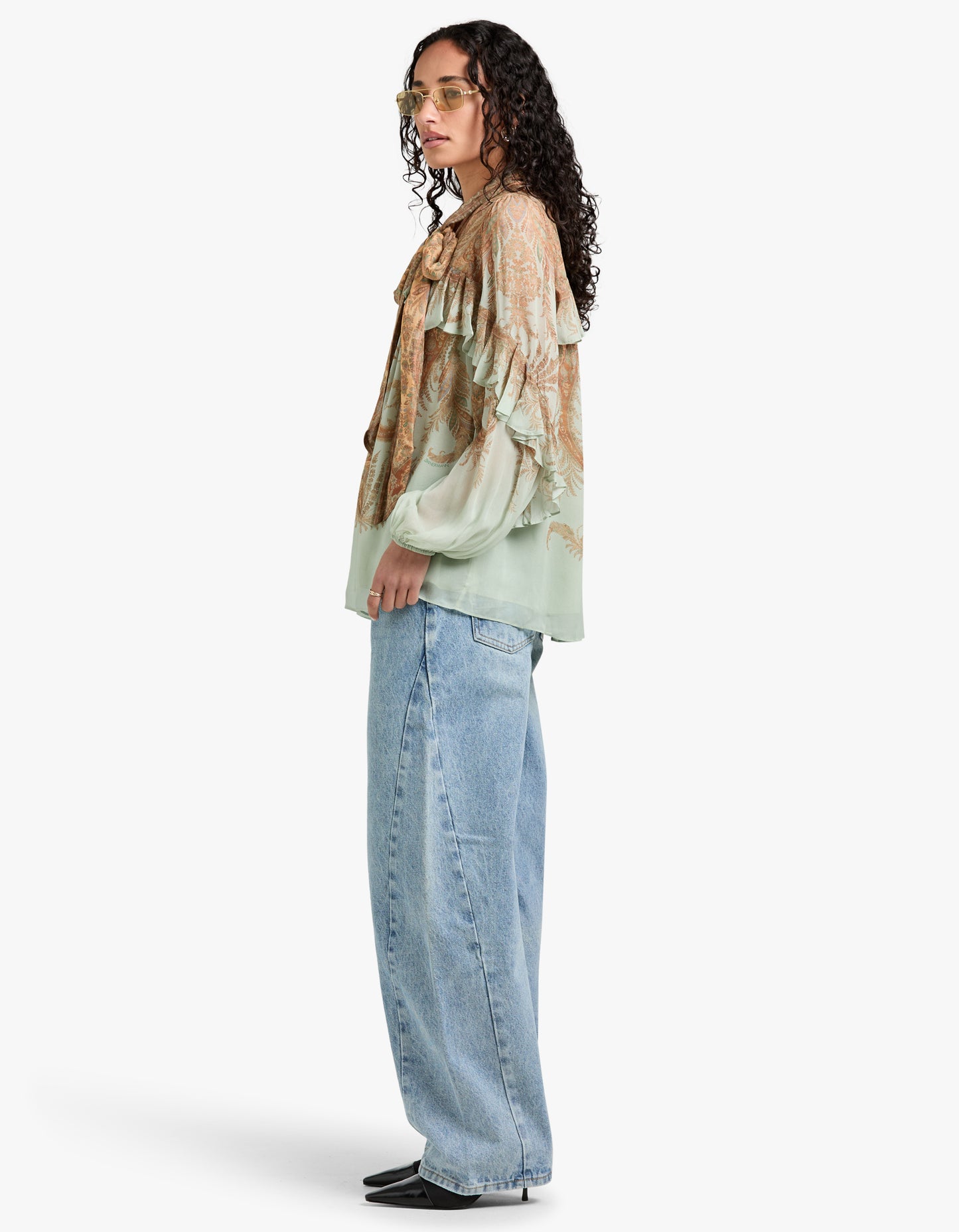 Memento Flutter Blouse - Mint Paisley