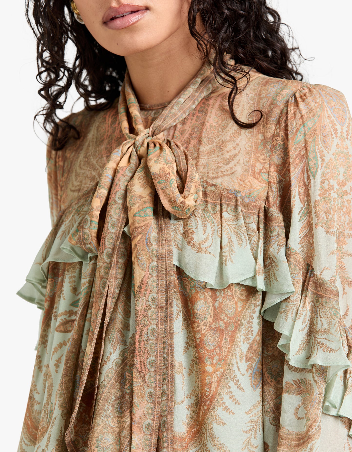 Memento Flutter Blouse - Mint Paisley