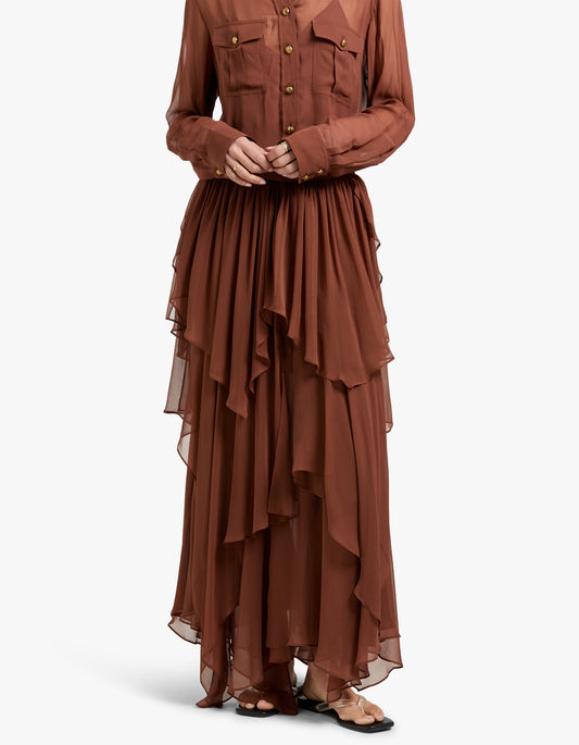 Memento Midi Skirt - Tan