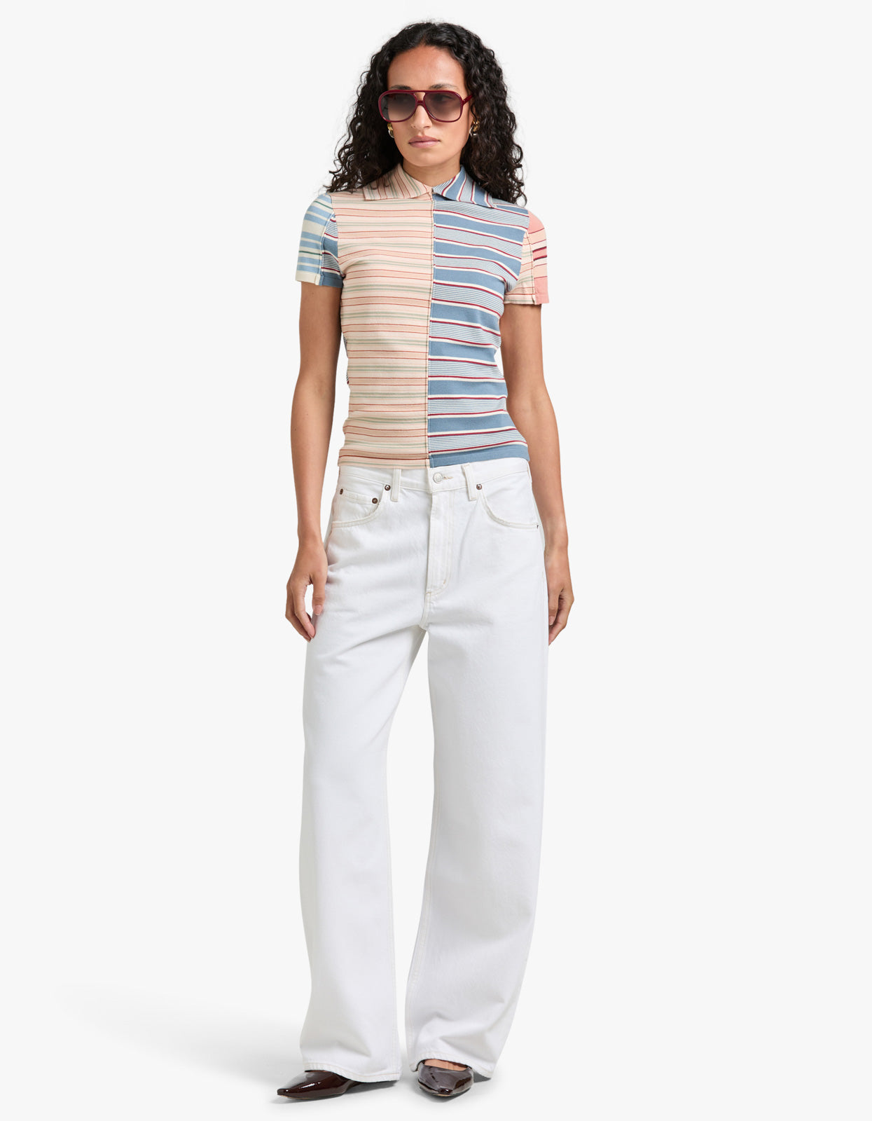 Rebellion Spliced Stripe Polo - Multi Stripe