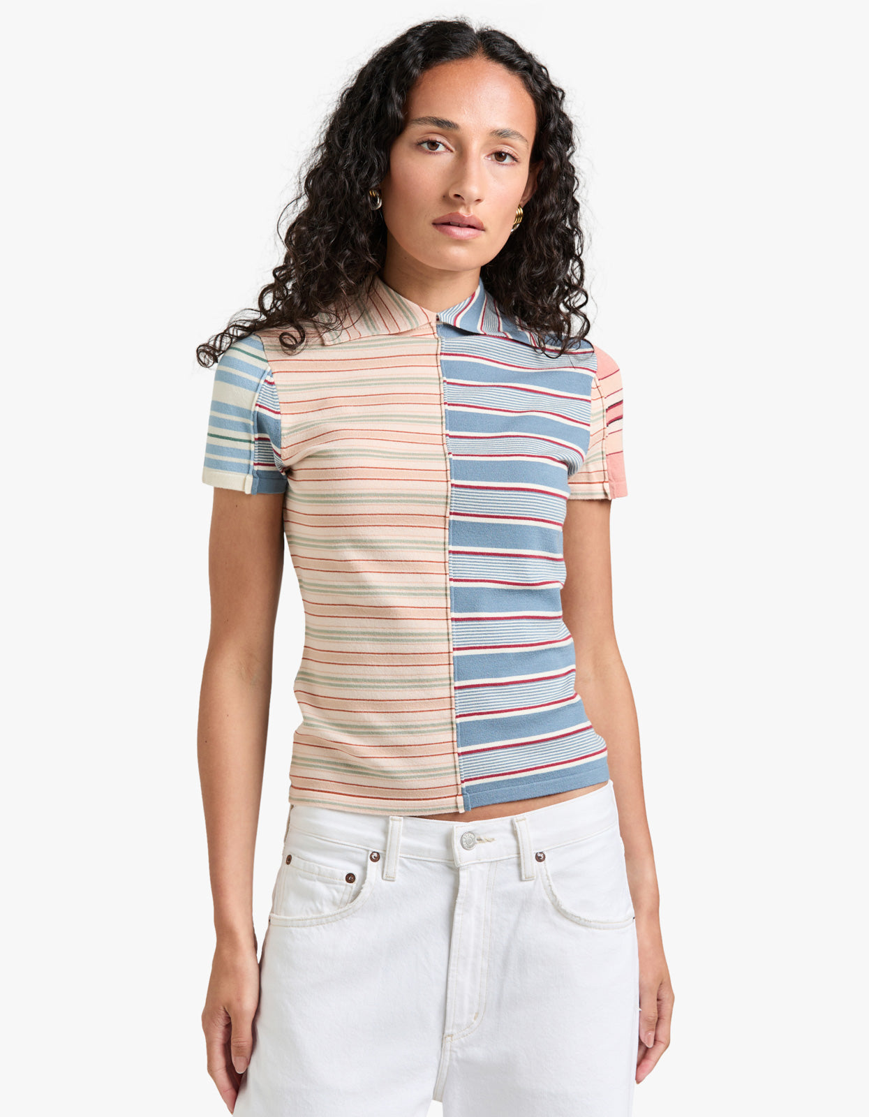 Rebellion Spliced Stripe Polo - Multi Stripe