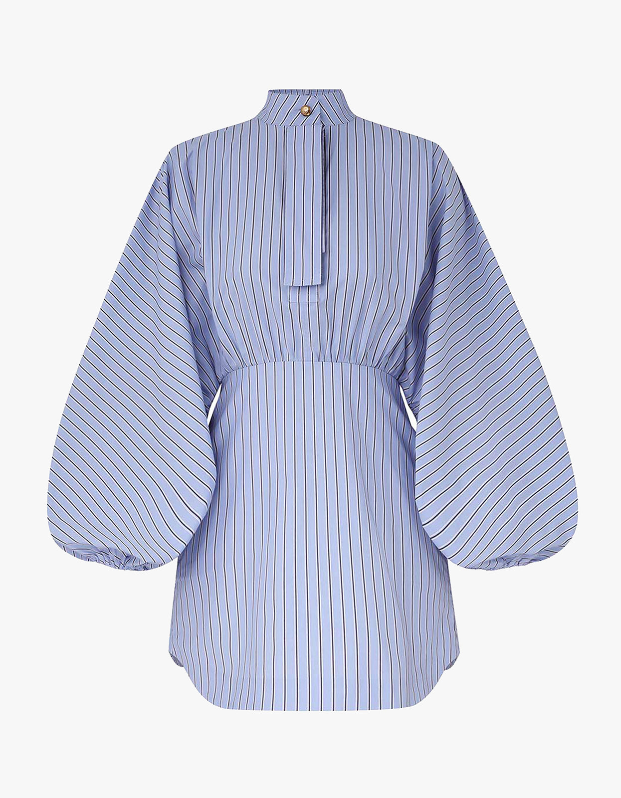 Drawstring Stripe Mini Dress - Hydrangea Stripe