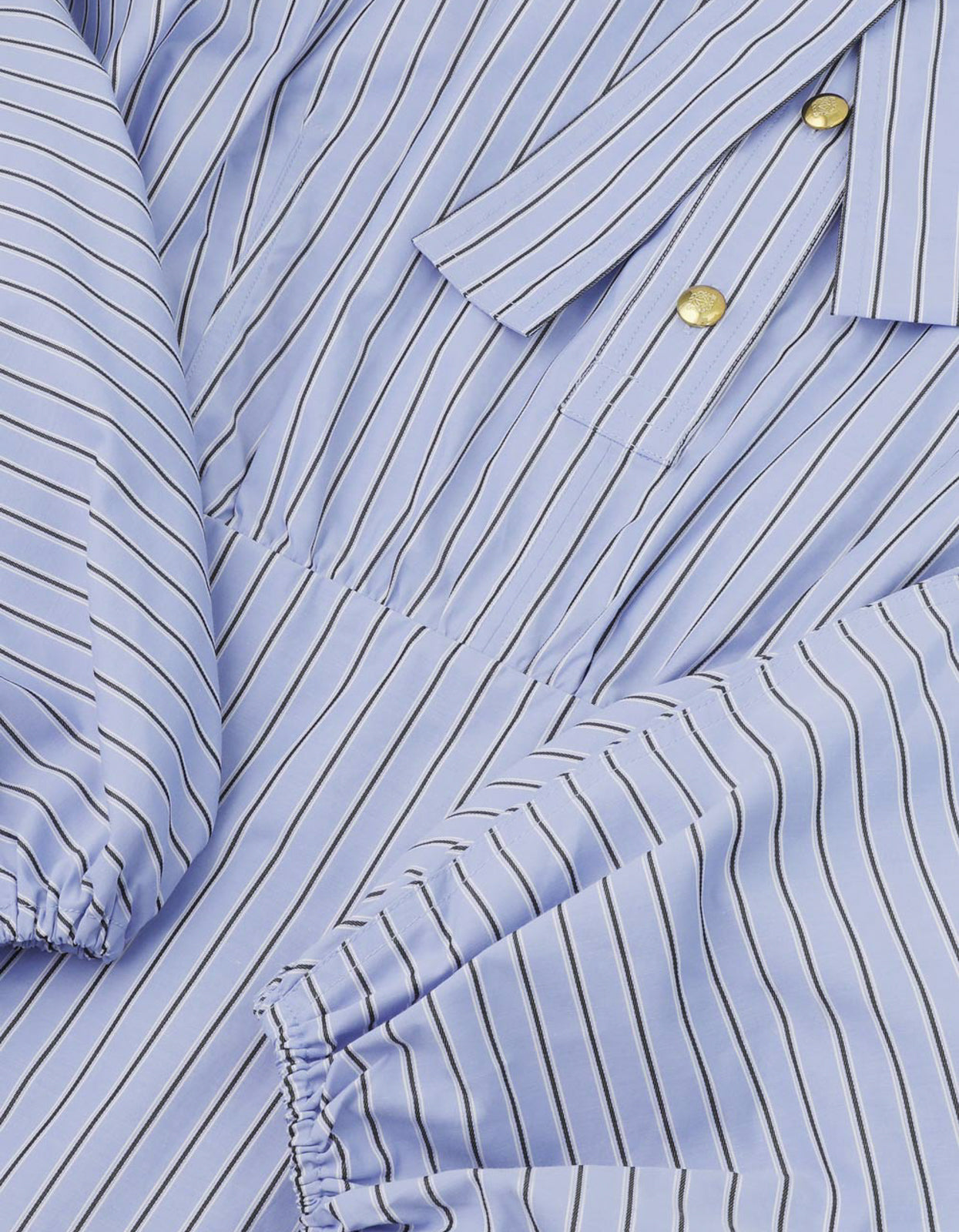 Drawstring Stripe Mini Dress - Hydrangea Stripe