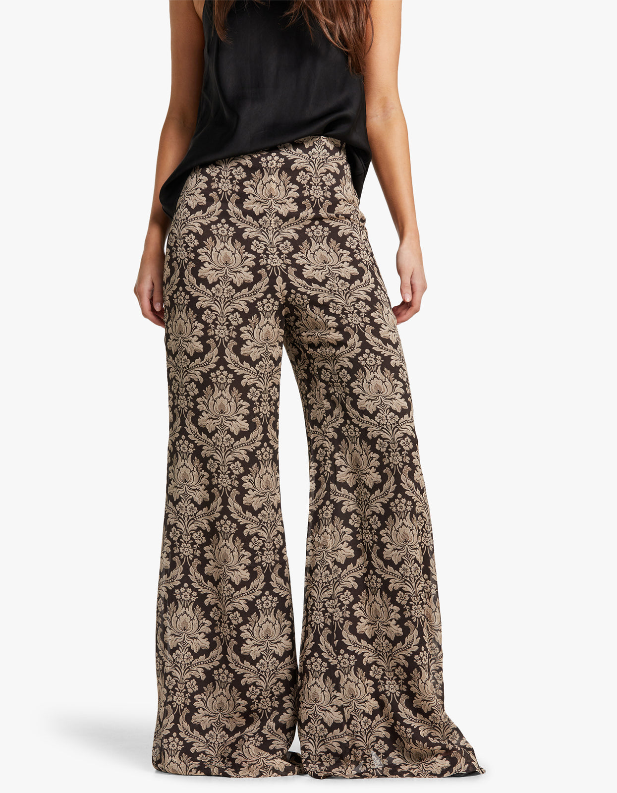 Palazzo Pant  Black/Sand Damask