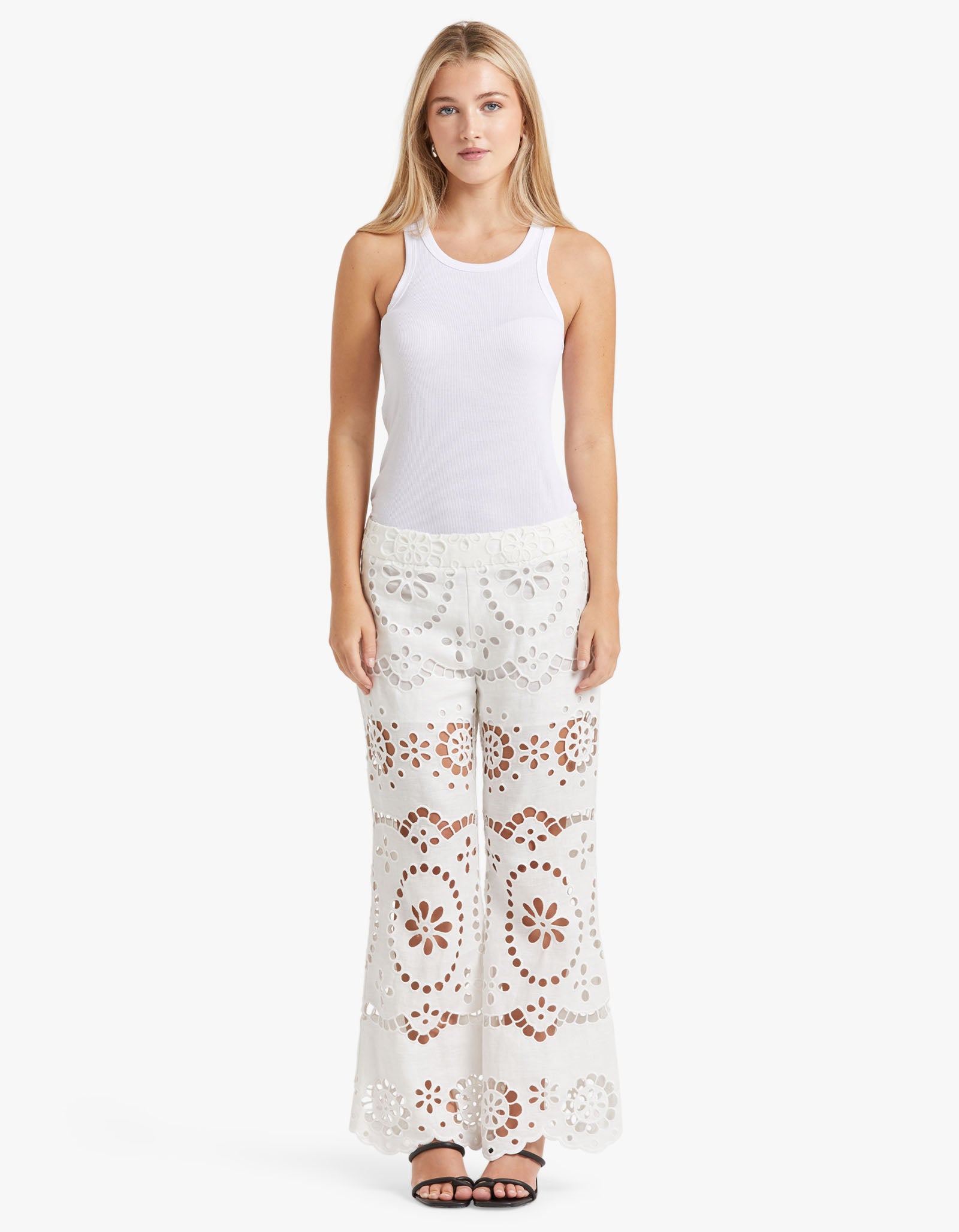 Superette | Lexi Embroidered Flare Pant - Ivory