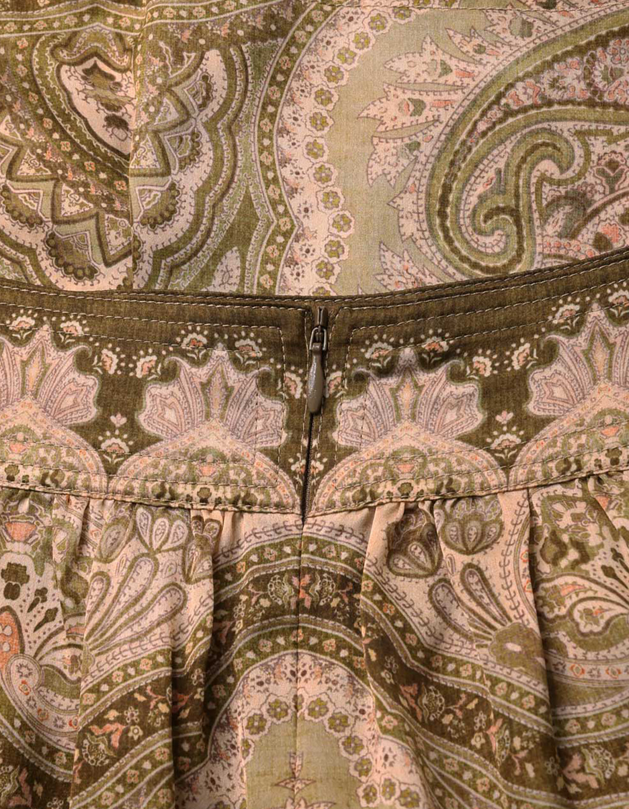 Luna Satin Harem Pant - Olive Perla Paisley