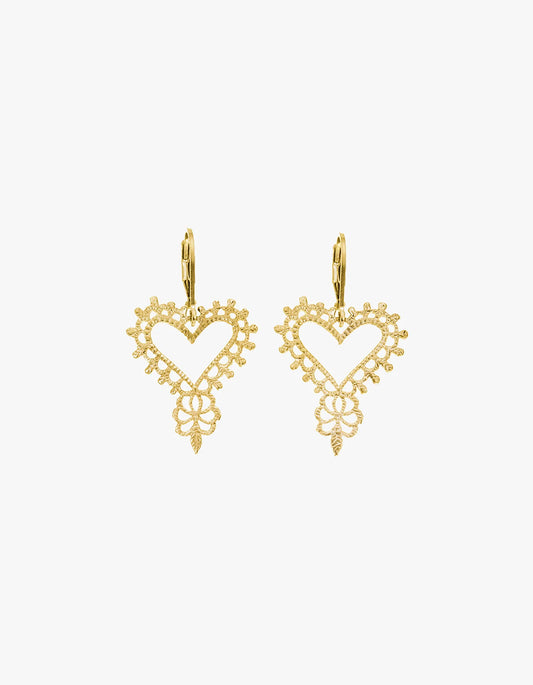 Gypsy Heart Earrings - Gold Plated
