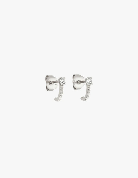 Zoe & Morgan x Superette Bianca Huggies - Sterling Silver/White Zircon