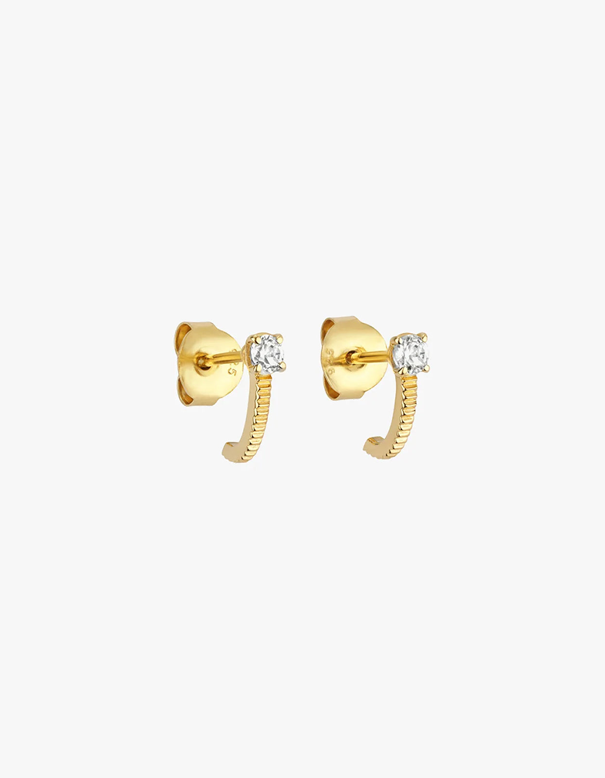 Zoe & Morgan x Superette Bianca Huggies - Gold Plated/White Zircon