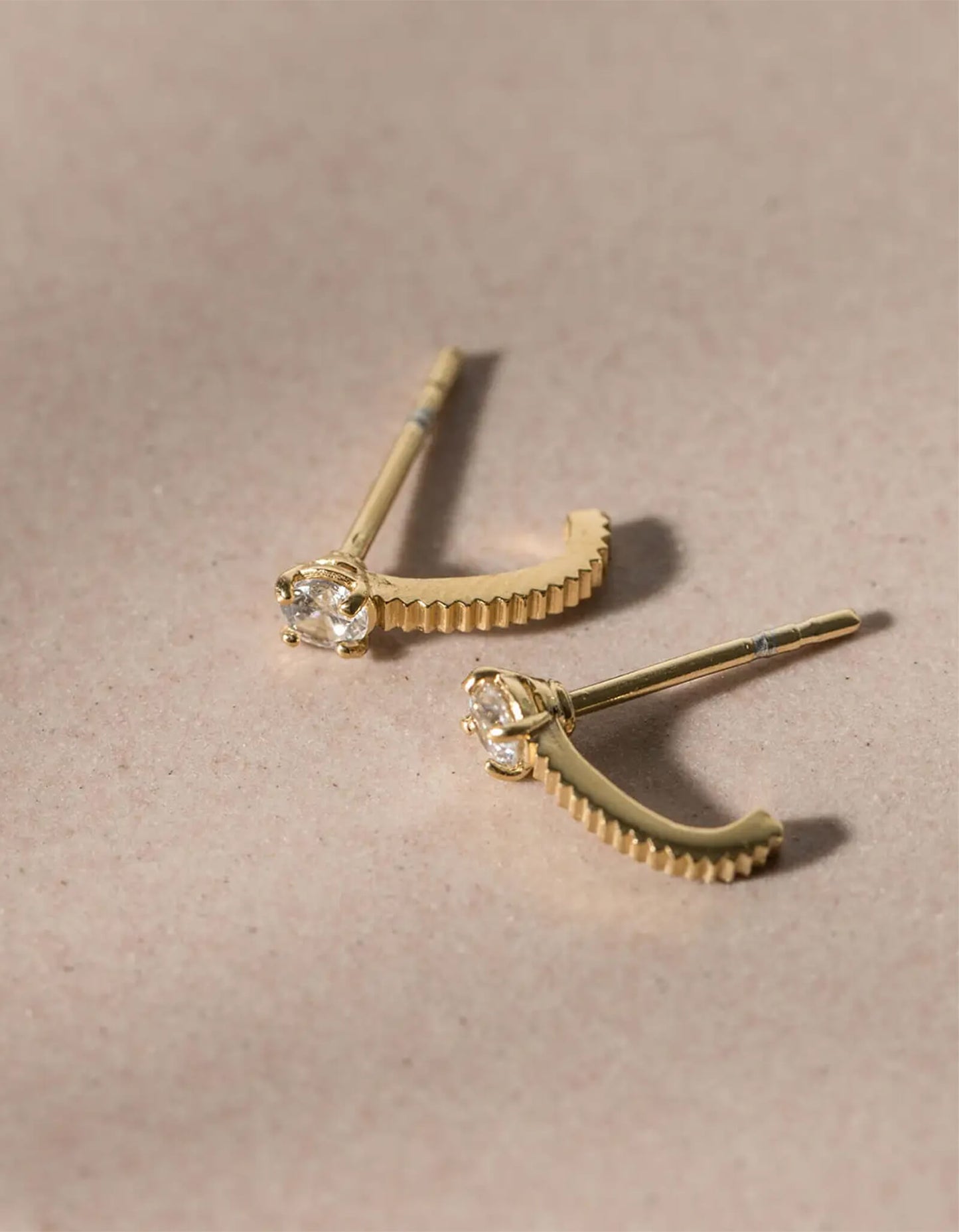 Zoe & Morgan x Superette Bianca Huggies - Gold Plated/White Zircon