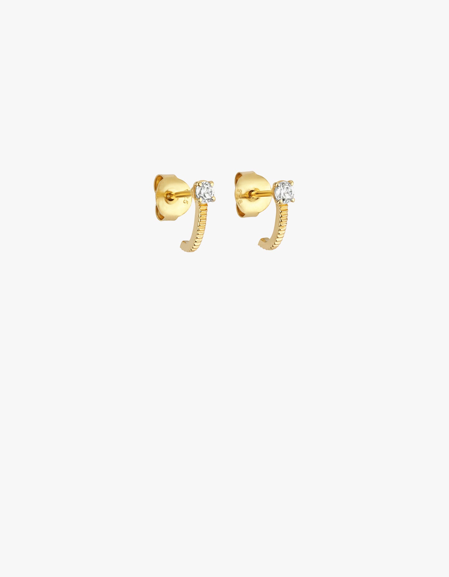 Zoe & Morgan x Superette Bianca Huggies - Gold Plated/White Zircon