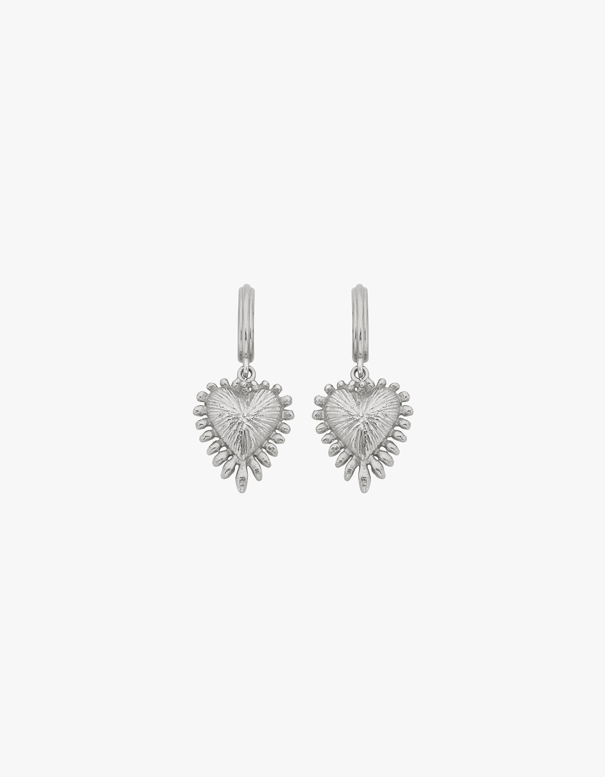 Mini Heart Ray Earrings - Sterling Silver