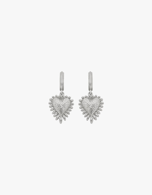 Mini Heart Ray Earrings - Sterling Silver