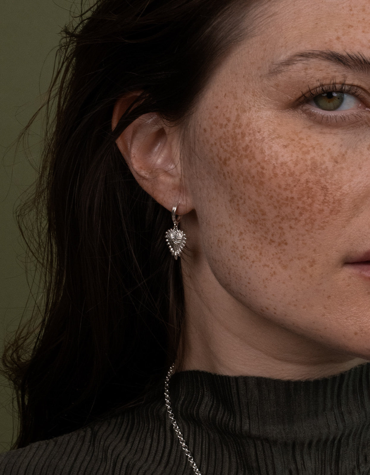 Mini Heart Ray Earrings - Sterling Silver