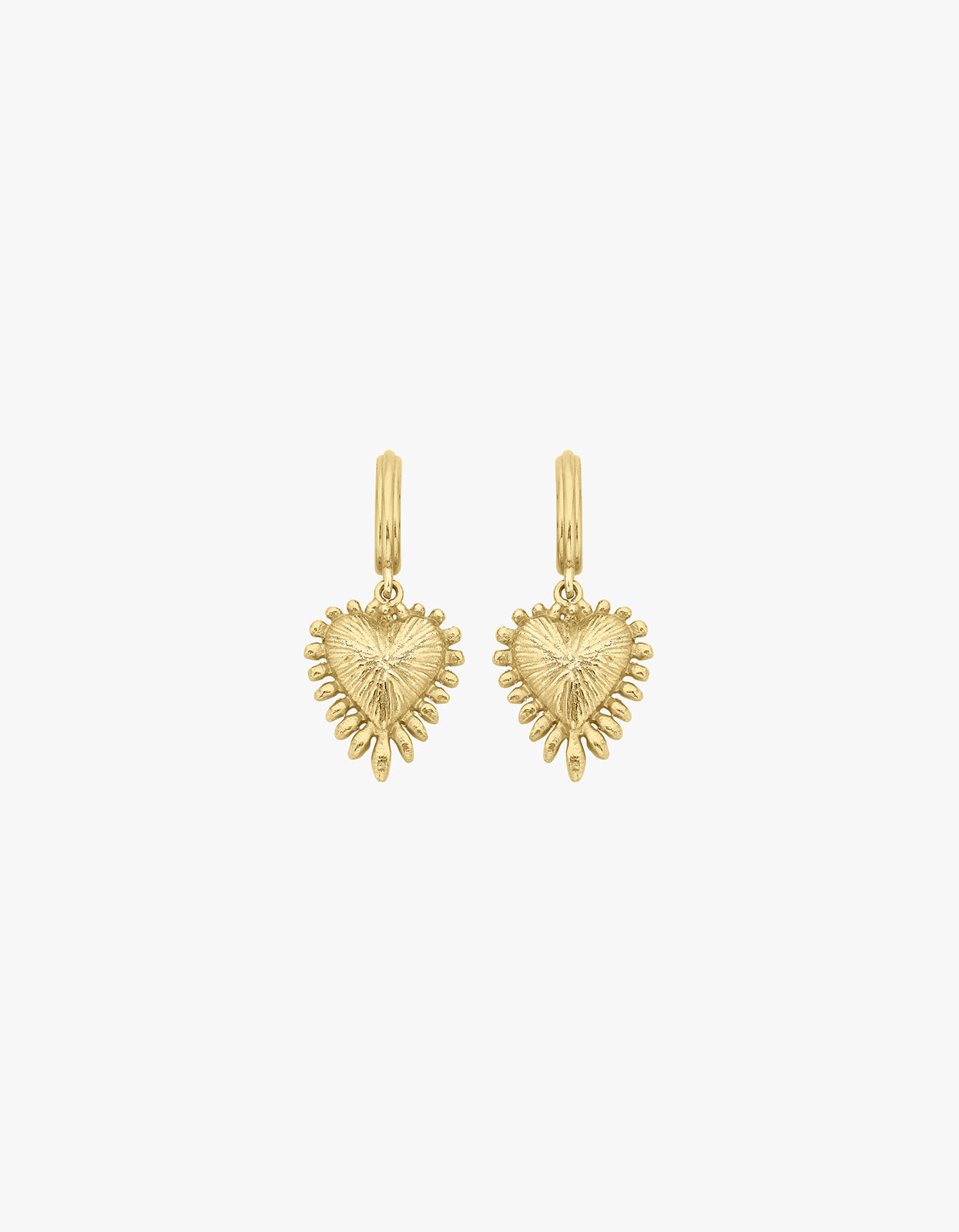 Mini Heart Ray Earrings - 22K Gold Vermeil