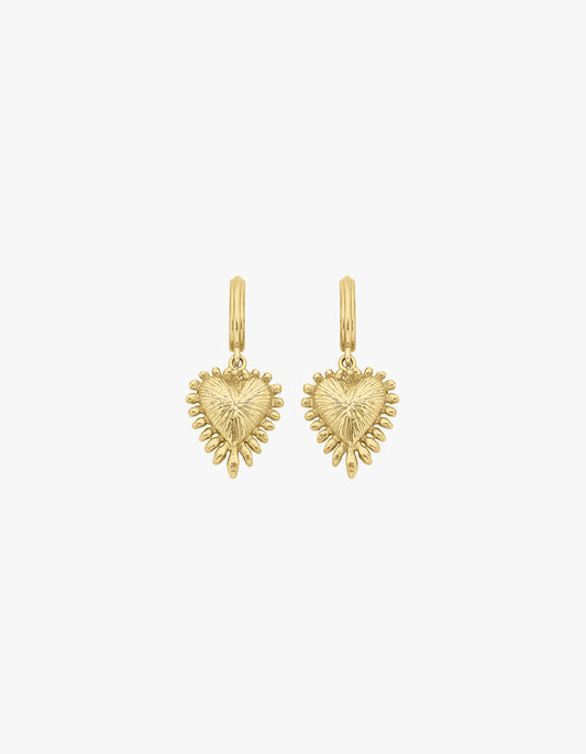 Mini Heart Ray Earrings - 22K Gold Vermeil