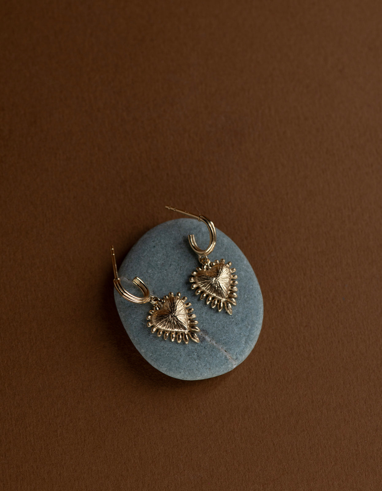 Mini Heart Ray Earrings - 22K Gold Vermeil