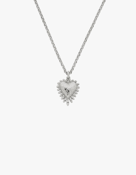 Mini Heart Ray Necklace - Sterling Silver