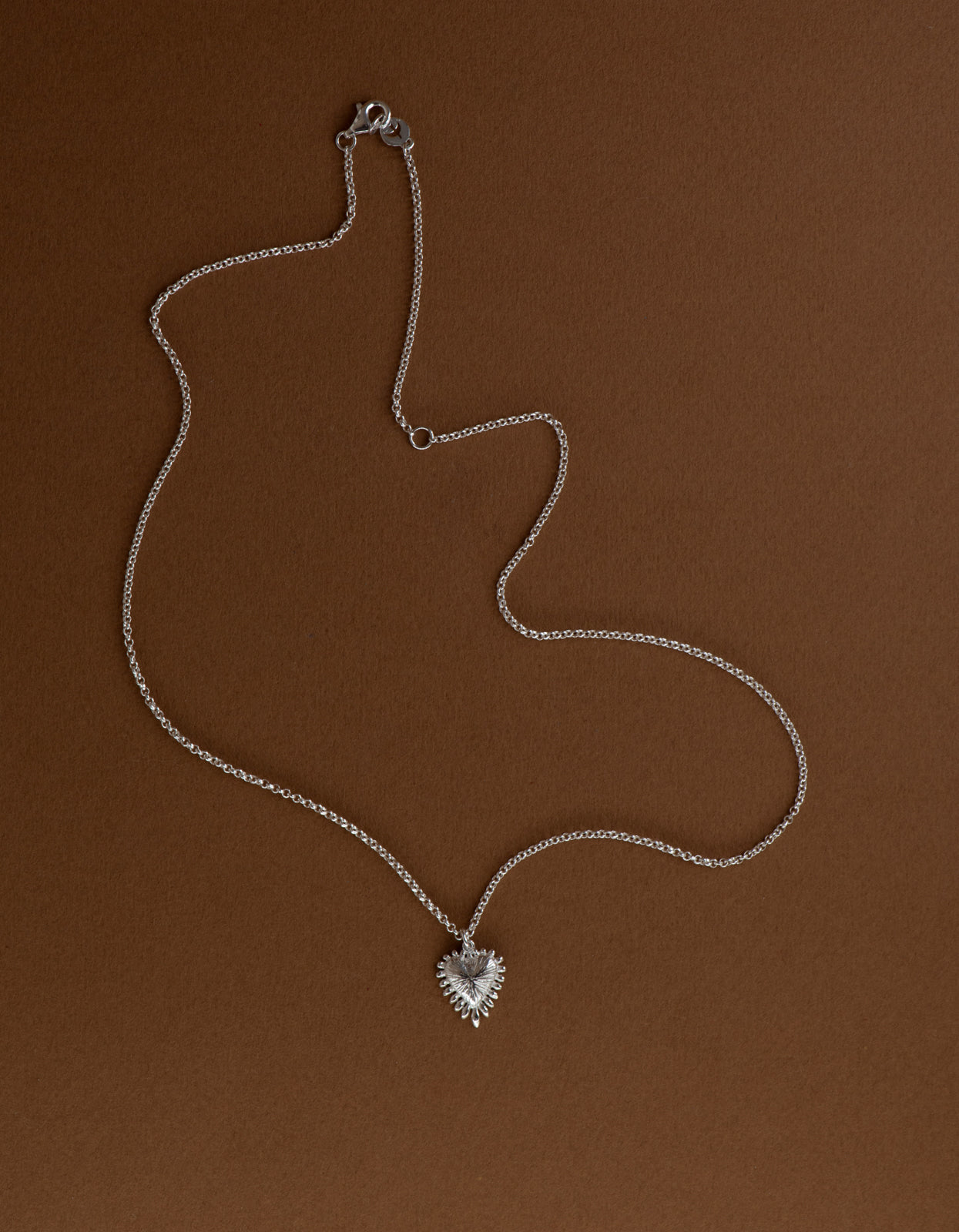 Mini Heart Ray Necklace - Sterling Silver