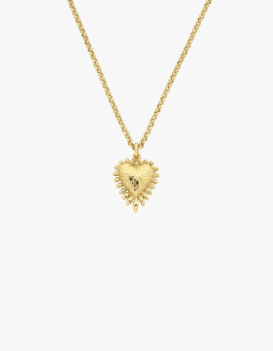 Mini Heart Ray Necklace - 22K Gold Vermeil