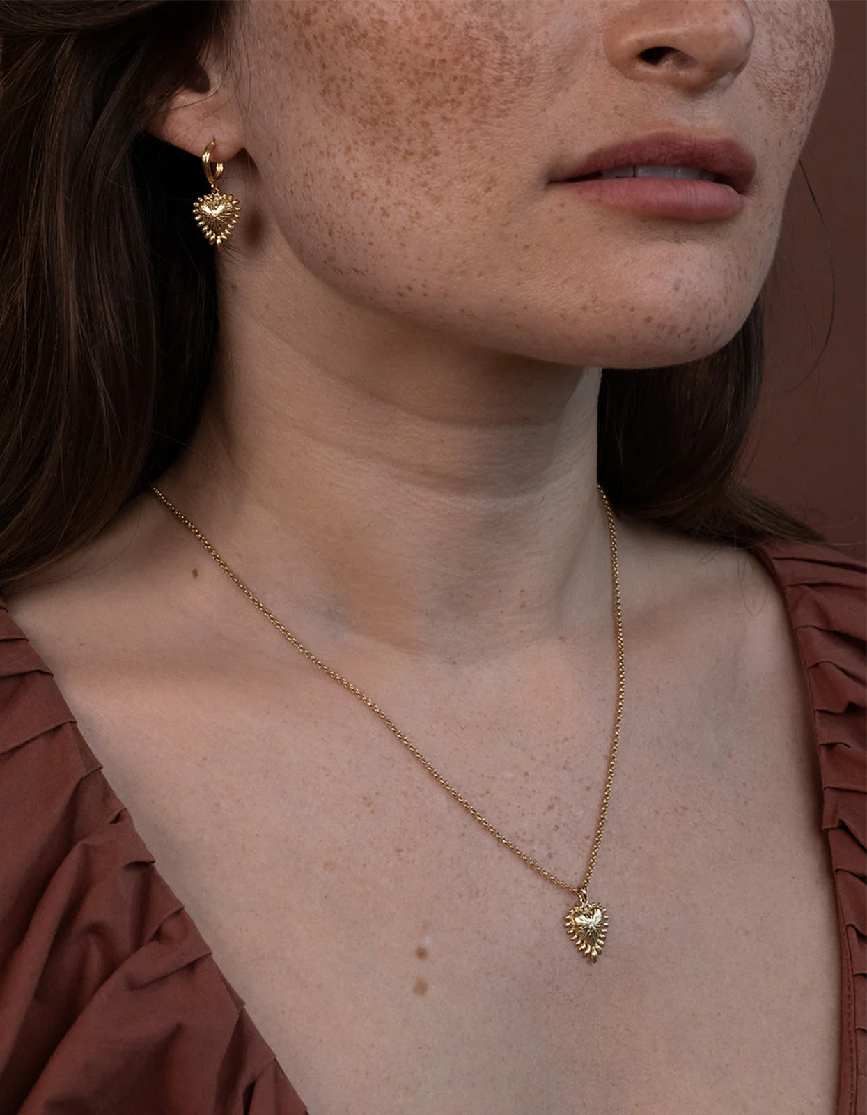 Mini Heart Ray Necklace - 22K Gold Vermeil
