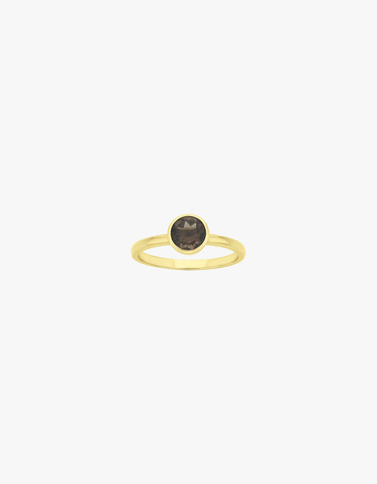 Mon Petit Stacker Ring Smokey Quartz - Gold