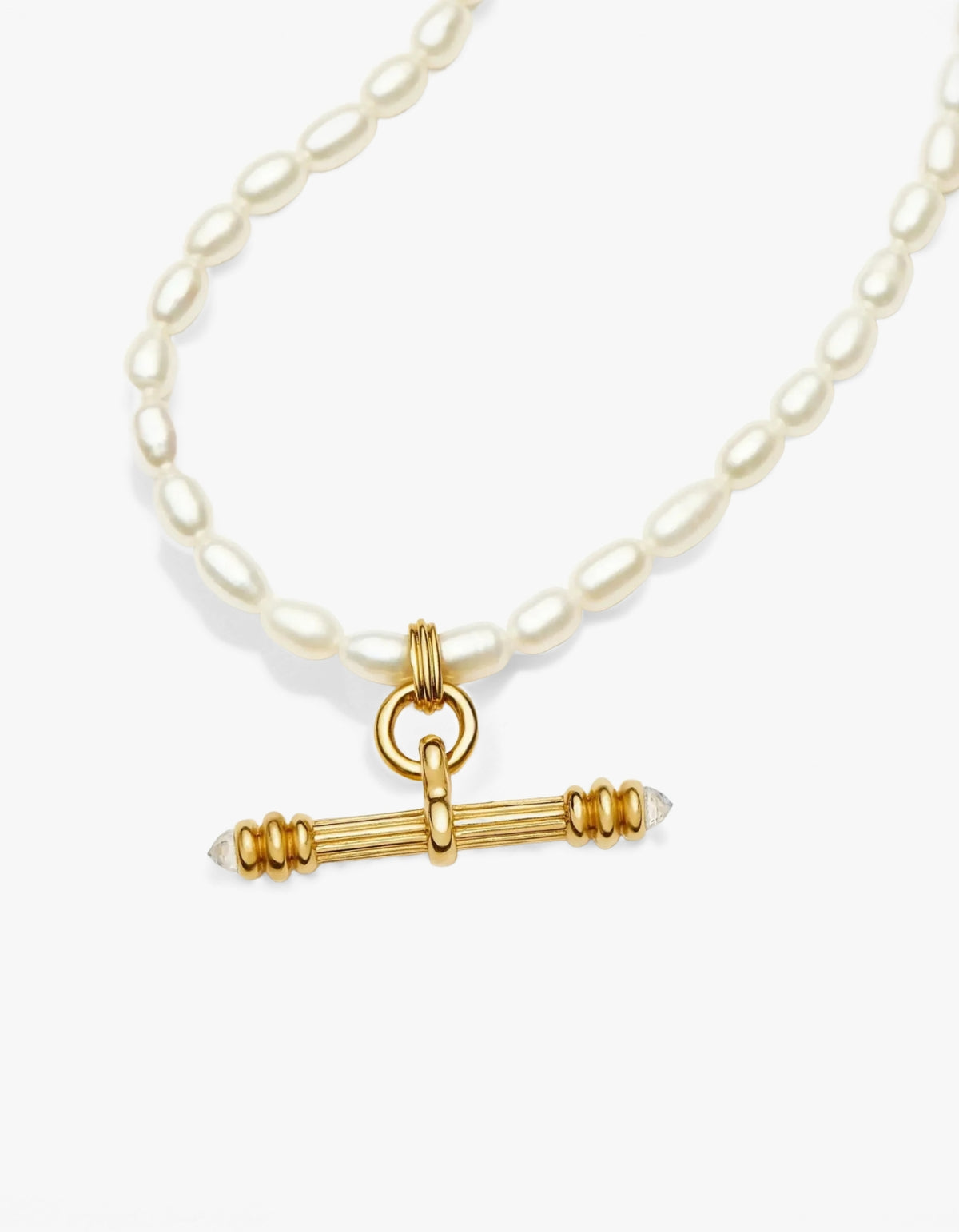 Harris Reed Pearl T-Bar Necklace - Gold