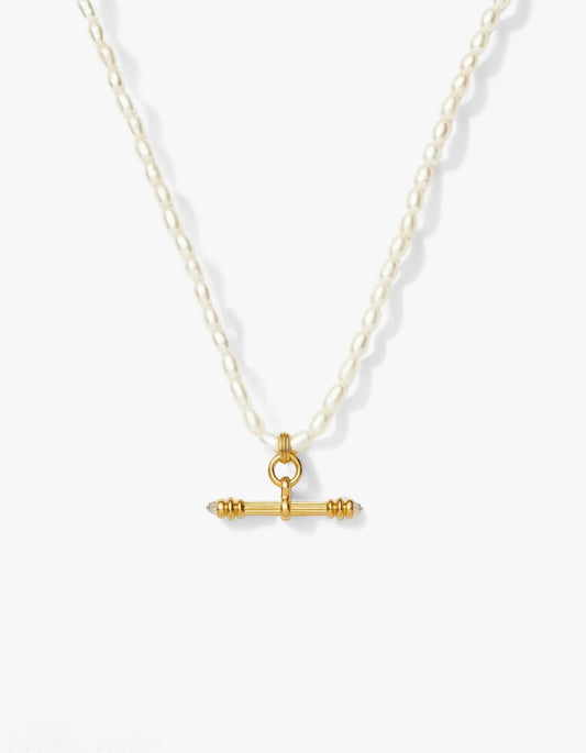 Harris Reed Pearl T-Bar Necklace - Gold