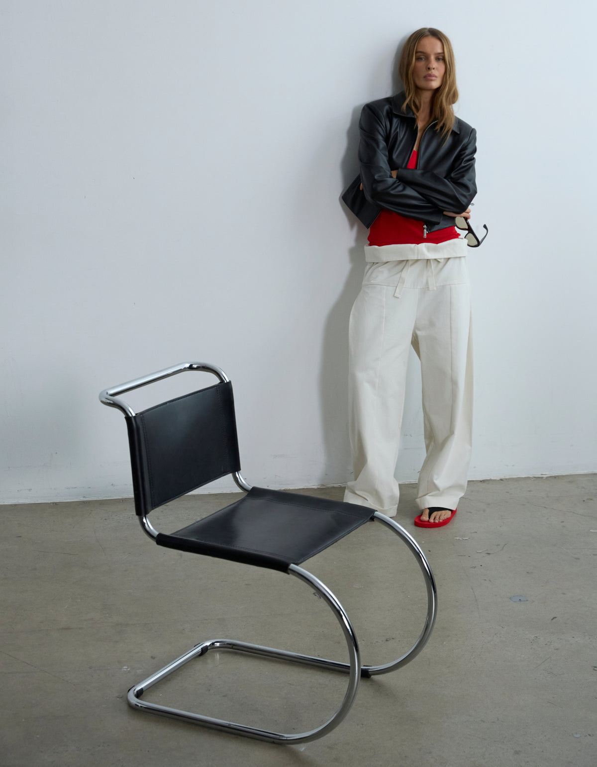 Giselle Jacket styled with white trousers
