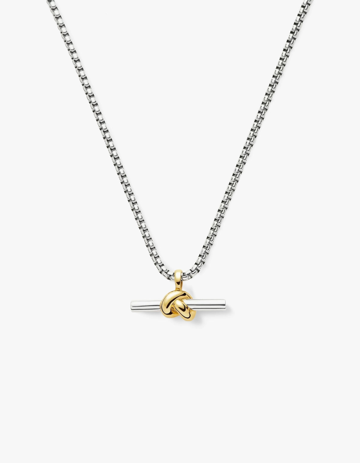 Lucy Williams Chunky Knot T-Bar Necklace - Mixed Metal