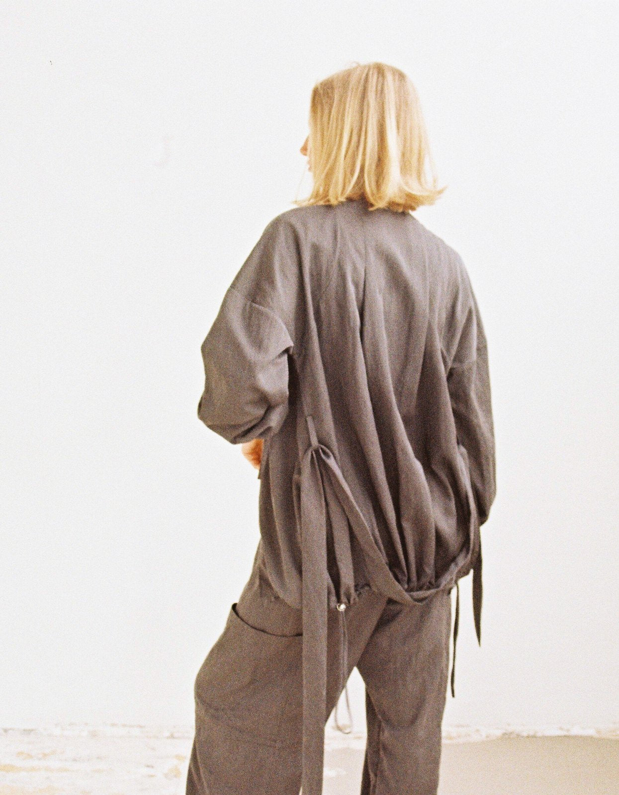 Marle Gray Jacket Charcoal lifestyle back view