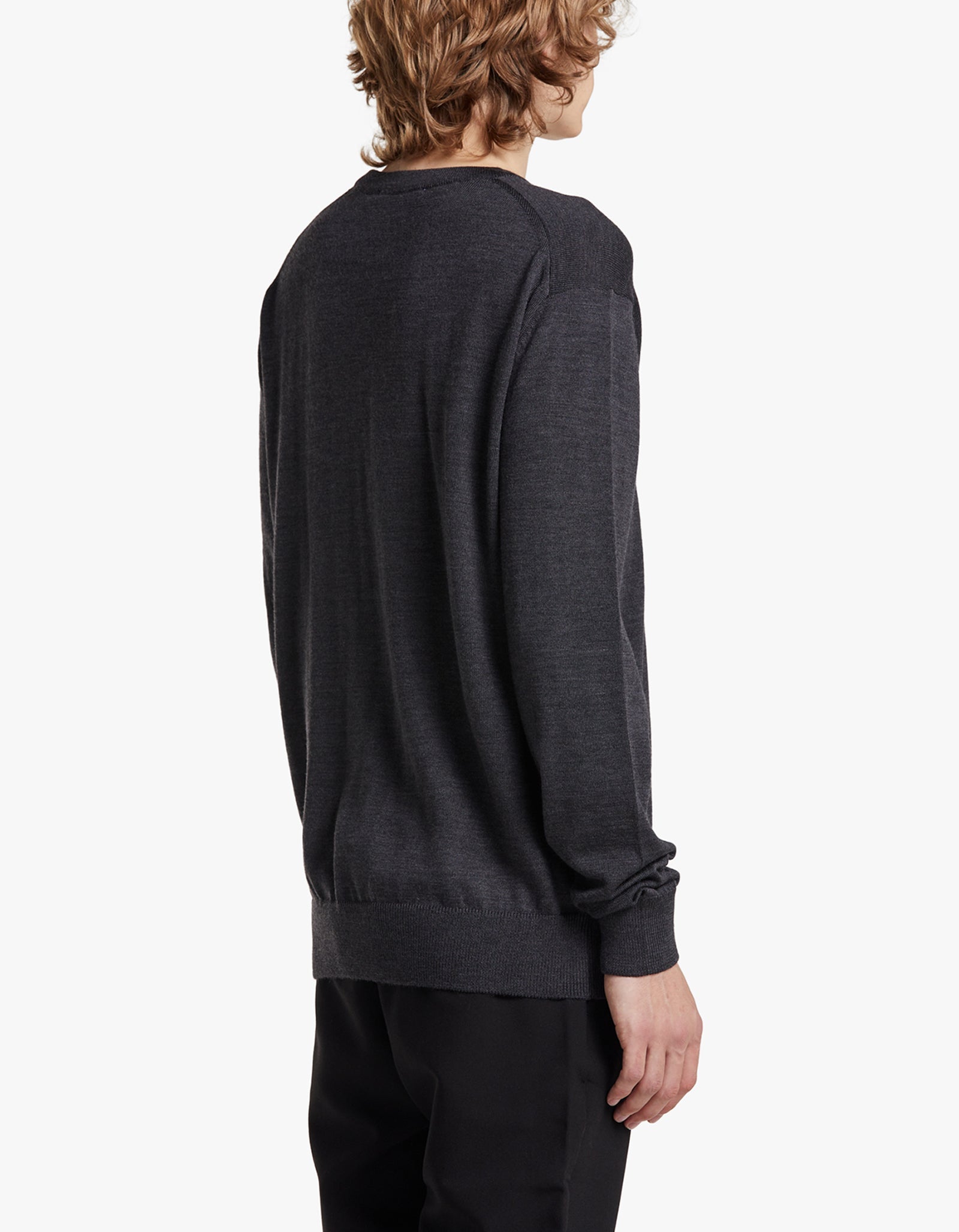 Superette | Fox Head Patch Regular R Neck Jumper - Anthracite Melange