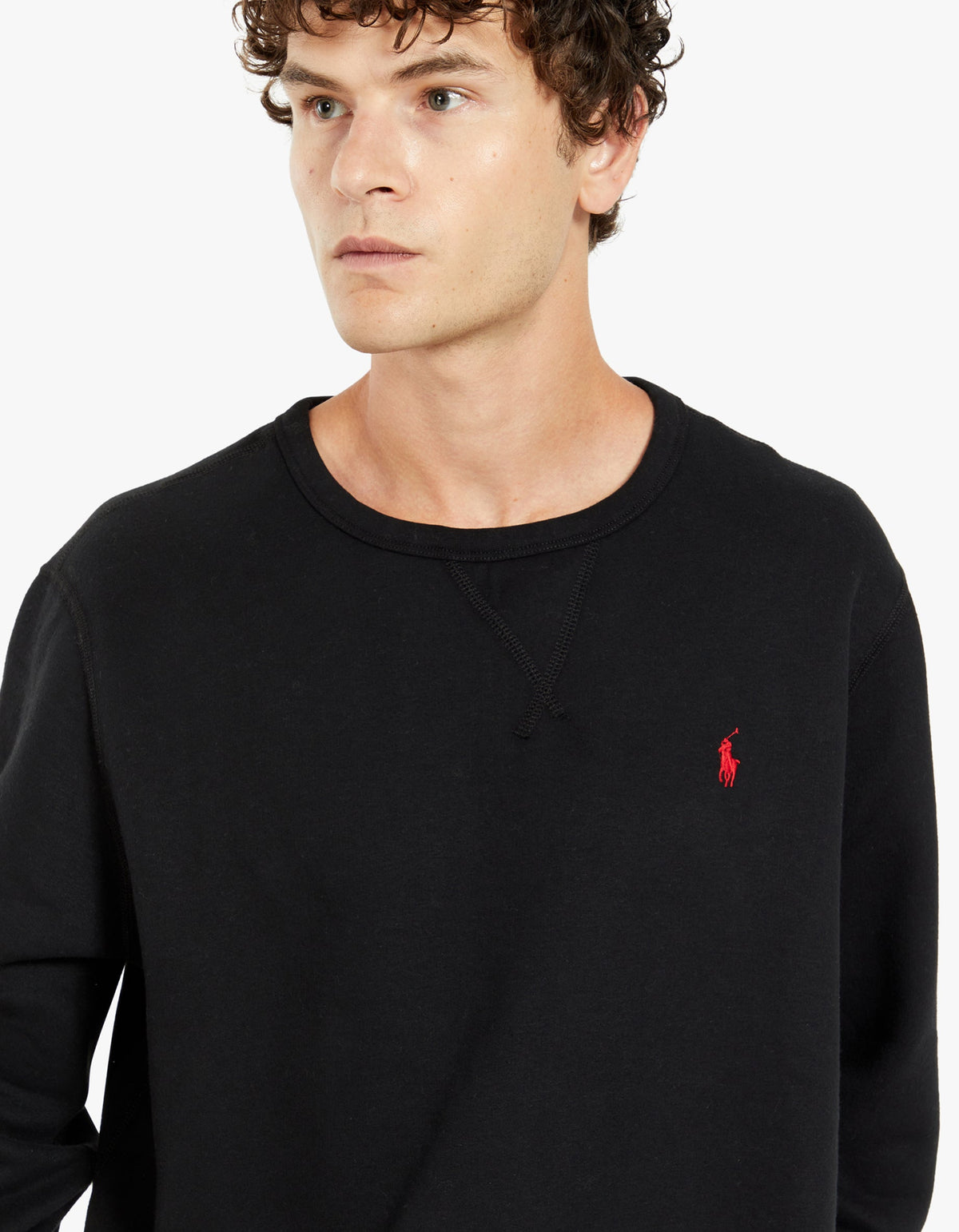 Polo long sleeve crew knit in black Clearance