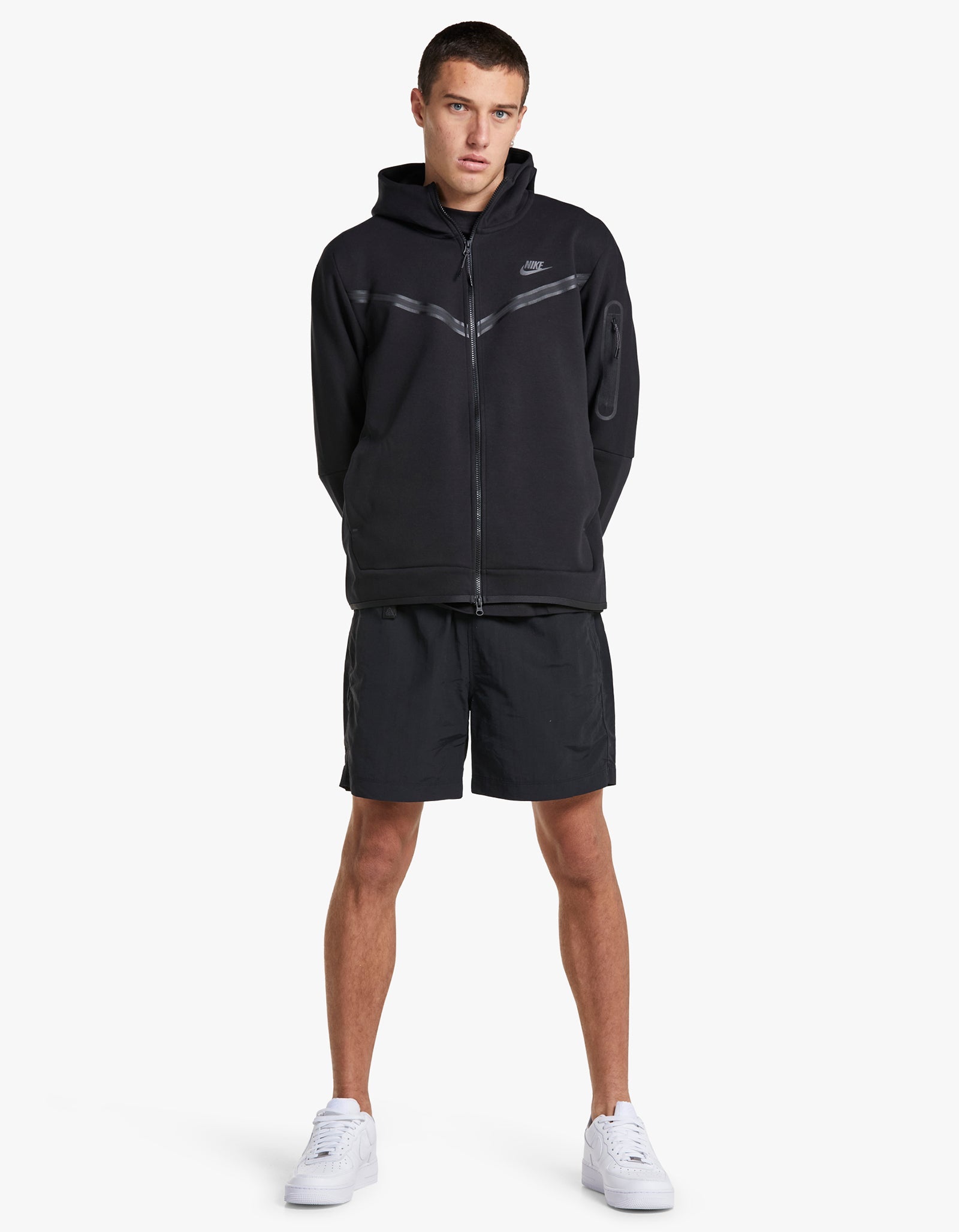 Nike tech fleece outlet hoodie black and grey