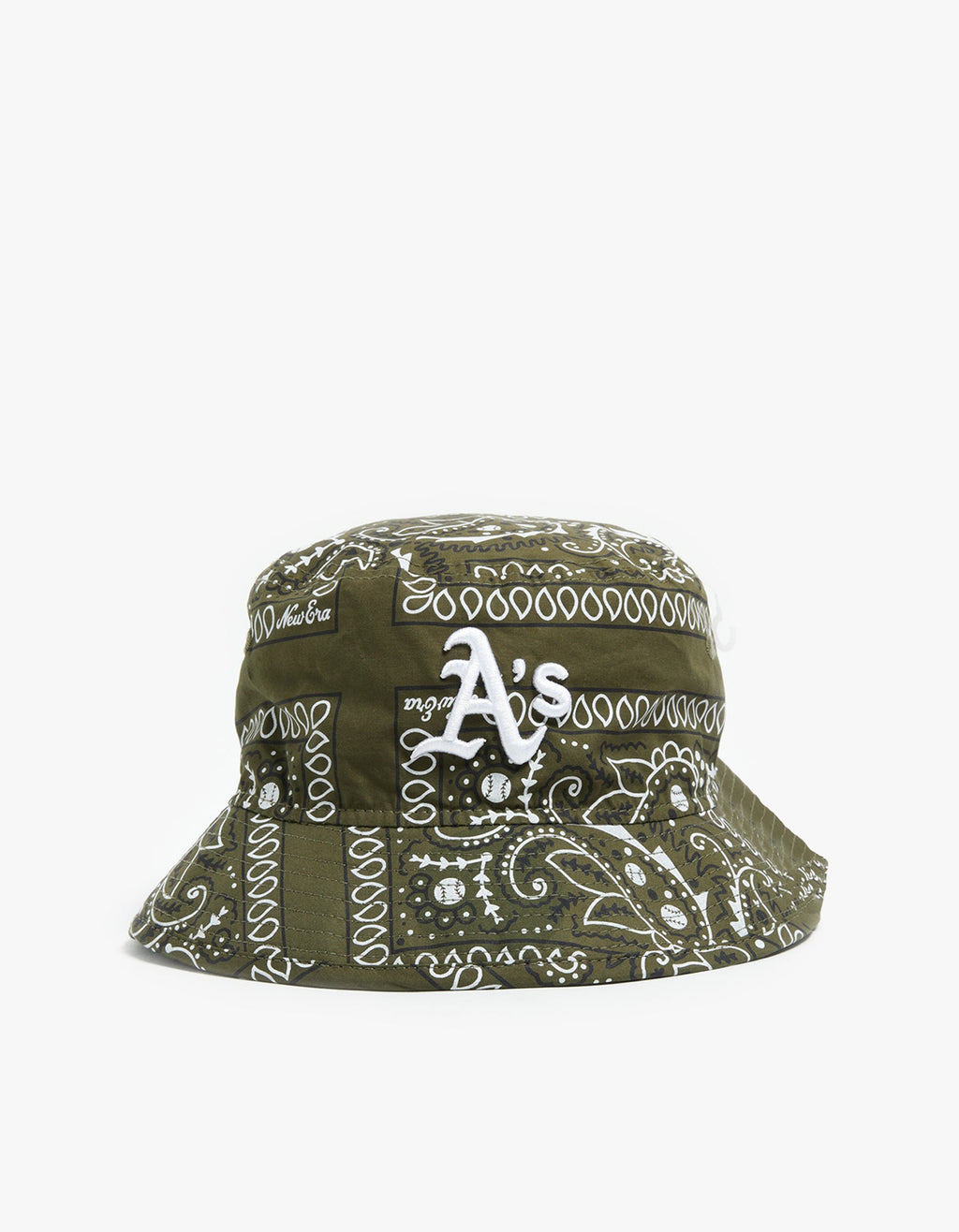 Oakland Athletics Bucket Hat - Olive Paisley/White