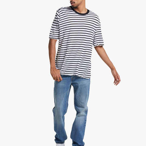 Superette  Regular Fit T Shirt - White/Black Stripe